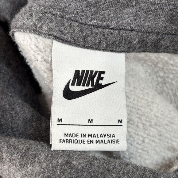 Nike Club Fleece Hoodie Men's Medium Gray Pullover Sweatshirt Swoosh BV2654-071 - Picture 6 of 8